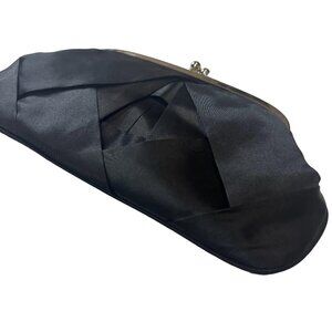 Elegant Black Satin Evening Clutch Purse – Kiss Lock Closure